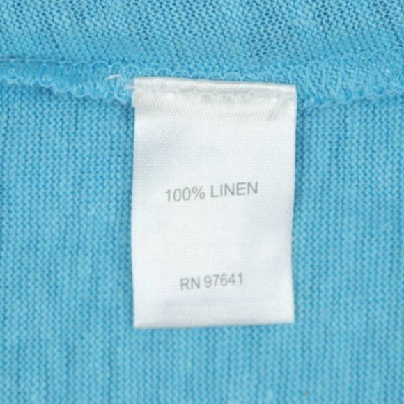 J. Jill Women's Extra Small Blue Linen Open Front Lightweight Knit Cardigan - Picture 7 of 8